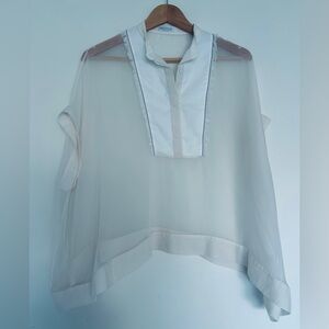 Brunello Cucinelli Women’s Silk Sheer Mock Neck Blouse
Size L